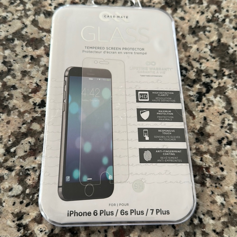 NWT CASE MATE GLASS Screen Protector w/ Soft Cleaning Cloth and Wet Cleaning Pad